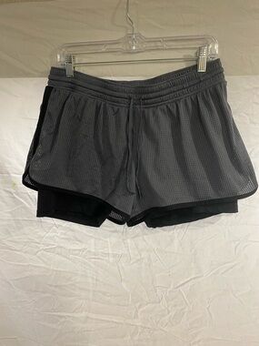 Women's Lightweight Grey Layered Athletic Shorts XL